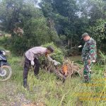 Tanggulangi Musibah Banjir Bhabinkamtibmas Polsek Simpang Pematang Gotong Royong Bersihkan Saluran Air