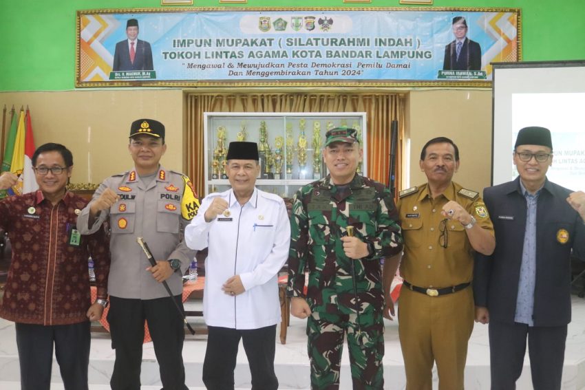 Hadiri Impun Mupakat Pemilu Damai 2024, Dandim 0410/KBL Tekankan Falsafah Pancasila Wujudkan Kerukunan Beragama