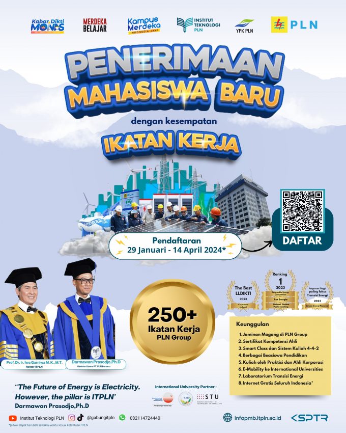 Institut Teknologi PLN Buka Pendaftaran Mahasiswa Baru, Siapkan 250 Kuota Program Ikatan Kerja