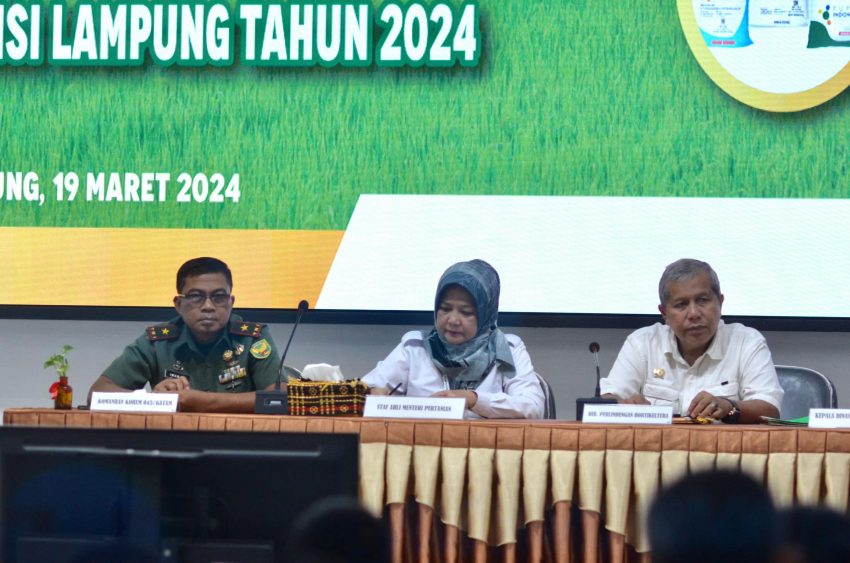Bersama Tenaga Ahli Kementan RI, Danrem 043/Gatam Ikuti Rakor Dan Sosialisasi Pelaporan Data Optimasi Lahan Rawa, Pompanisasi Dan PAT Provinsi Lampung