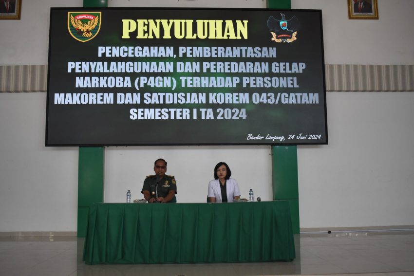 Cegah Penyalahgunaan Narkoba, Prajurit Dan PNS Korem 043/Gatam Ikuti Penyuluhan P4GN