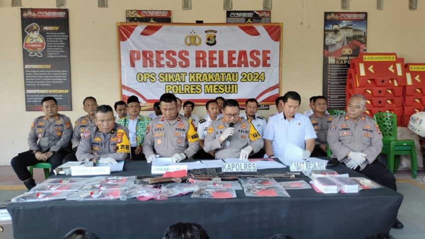 Polres Mesuji Lakukan Press Release Dalam Ops Sikat Krakatau 2024