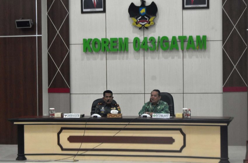 Danrem 043/Gatam Sambut Silaturahmi Rektor Universitas Malahayati Beserta Staf