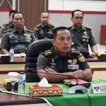 Kasrem 043/Gatam Ikuti Penerimaan Kunjungan Tim Dalproggar TNI AD Di Kodam II/Swj Secara Virtual