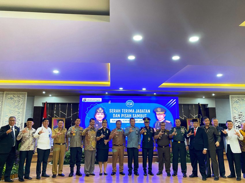 Kasrem 043/Gatam Hadiri Sertijab Kakanwil Kemenkumham Lampung