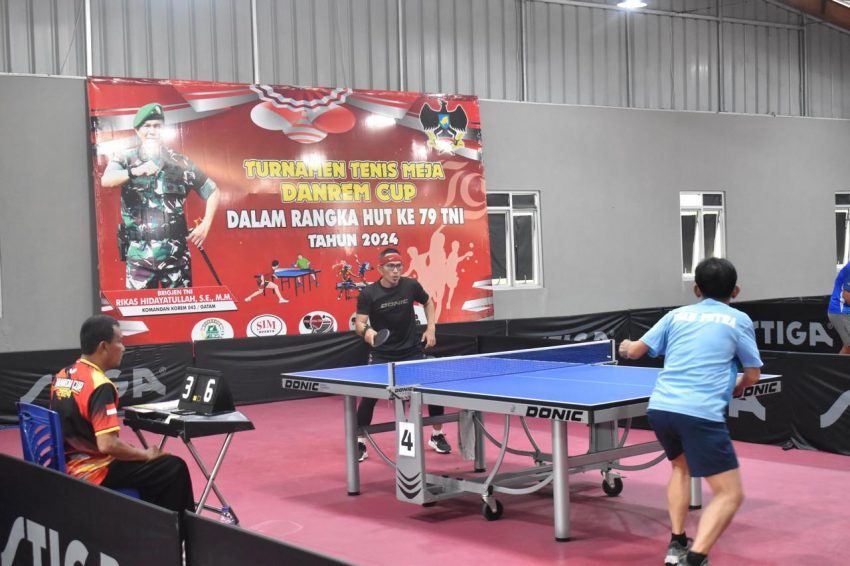 73 Atlet Tenis Meja Turut Ambil Bagian Turnamen Danrem Cup Dalam Rangka HUT Ke-79 TNI Tahun 2024