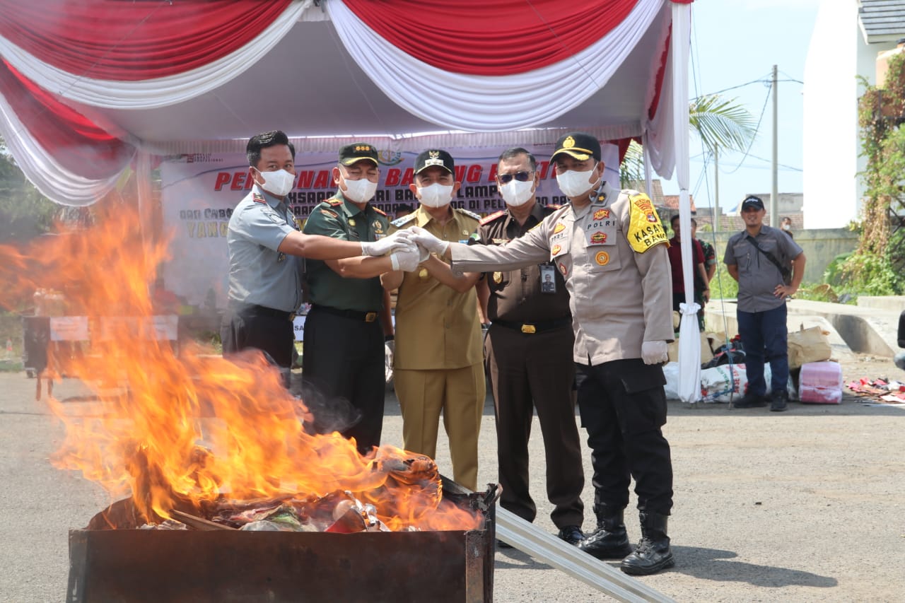 Dandim 0410/KBL Hadiri Pemusnahan Barang Bukti Berbagai Kasus Tindak Pidana
