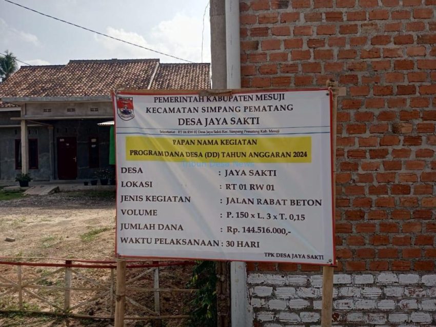 Pemdes Jaya Sakti Realisasikan DD Bangun Jalan Rabat Beton.