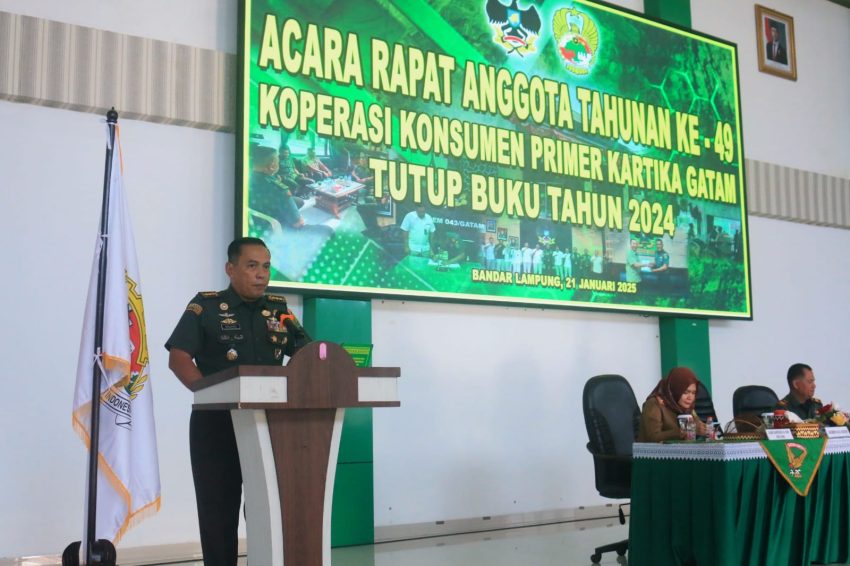 Kasrem 043/Gatam Buka Secara Resmi RAT Ke-49 Koperasi Konsumen Primer Kartika Gatam Tutup Buku Tahun 2024