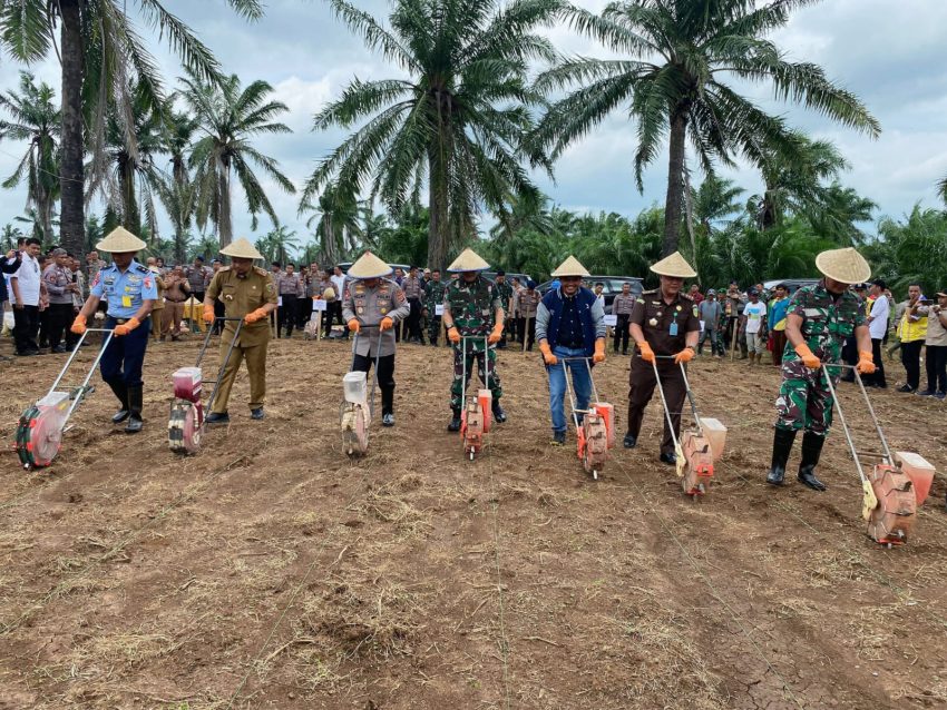 Danrem 043/Gatam Bersama Forkopimda Provinsi Lampung Dukung Swasembada Pangan Tanam Jagung Serentak Satu Juta Hektar