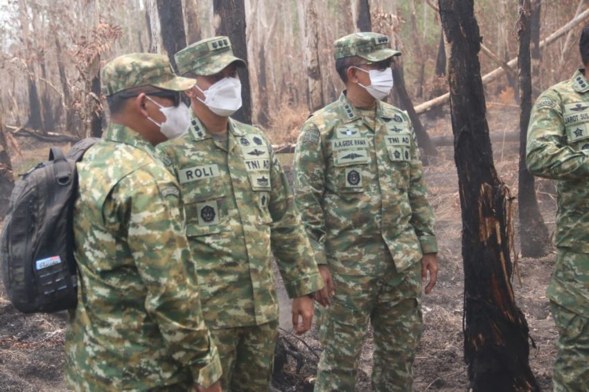 Tinjau Karhutla Way Kambas, Kasrem 043/Gatam Dampingi Kepala BNPB Kawal Keselamatan Ekosistem